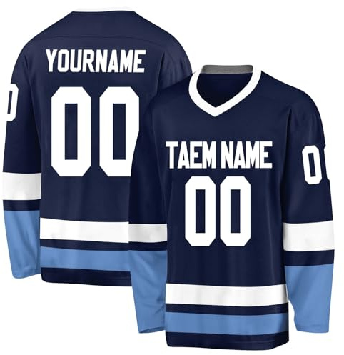 Personalisiertes Hockey-Trikot, Gestalten Sie Ihr Hockey-Trikot mit Ihrem Namen/Team/Nummer, Meeresblau 3, One size