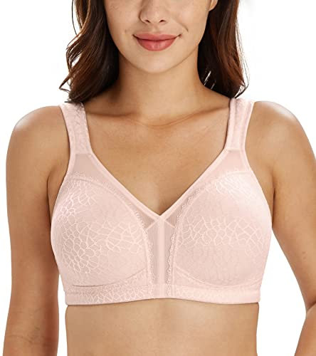 Lemorosy Soutien-Gorge Minimiseur Femme Grandes Tailles Confort Bonnets emboîtants sans Armatures Réducteur de Fort portrine Rose FR115E