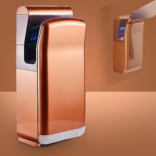 Secador de manos eléctrico automático para baño, secador de manos comercial, tipo chorro de doble cara, con luz LED y tanque de agua, tiempo de secado de manos 5-7 s, distancia de detección: 15 ± 3