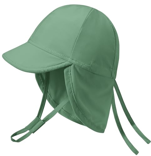 Xnova Sombrero Secado Rápido De Sol para Bebé UPF 50+, Bonito Gorro Protección para El Cuello Sombreros Niño Visera Ajustable para Playa Piscina Verano (Verde, L)