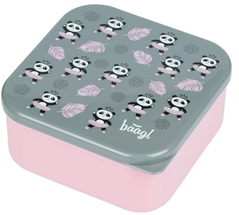 Baagl 4-i-1 låda för skola och förskola – lunchlåda, paus, smörbröd och mellanmål (panda)