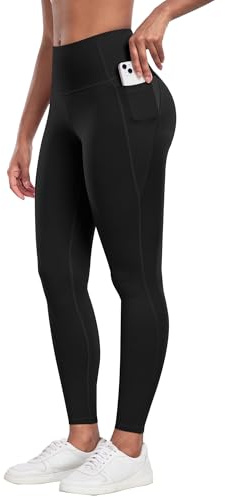 CHRLEISURE Leggings with Pockets for Women - Tummy Control High Waisted Soft Workout Yoga Pants（Black,3XL）