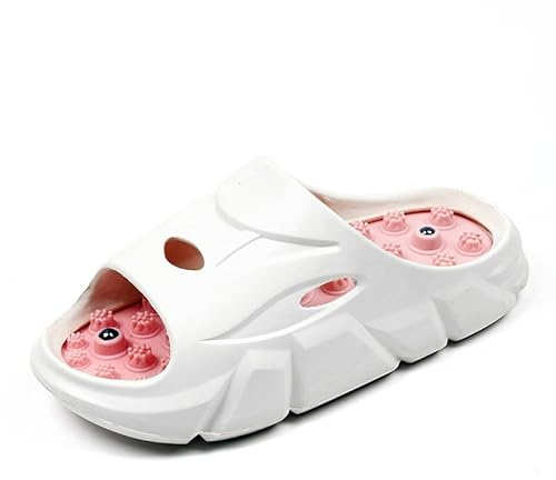 Women's Massage Shoes with Raised acupoints on The Soles of Their feet, Foot Therapy Slippers, Slippers with Finger Pressure Plates, and Sandals to Relieve Women's Stress and Provide Gifts(White,36)
