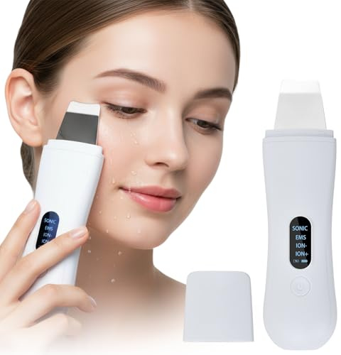 Pulizia Viso Ultrasuoni con 4 Modalità, Skin Scrubber Professionale, Spatola Ultrasuoni Pulizia Viso, Punti Neri Rimozione pulizia Profonda la Viso Peeling e Cura