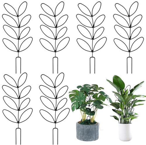 6 Stück Rankhilfe für Zimmerpflanzen,Garten Pflanzenstütze,Zimmerpflanzen Rankhilfe,Wiederverwendbarer Pflanzenhalter,für Blumen und Pflanzen,Klein Topfpflanzen Pflanzgitter(12.5 Zoll)