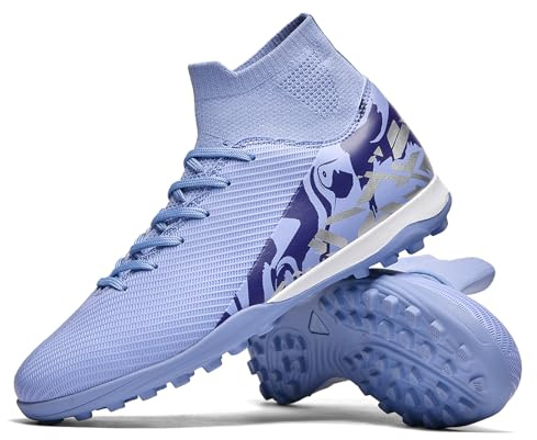 Saynnie Soccer Cleats for Mens Womens Turf Indoor Soccer Shoes Unisex High Ankle AG TF Football Boots Youth Baseball Rugby Training Shoes (2606 Zi TF 39)