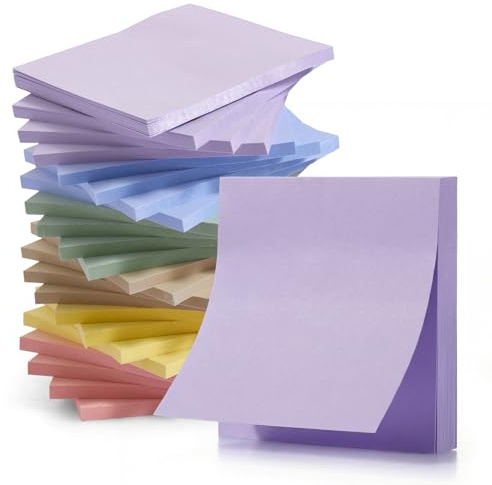KIFZM 24 Pads Self-Stick Note Pads, Bright Colors, 76 x 76 mm, Self-Adhesive, Square, for Presentations, Office, Home, Notebook (Morandi Colors Collection)