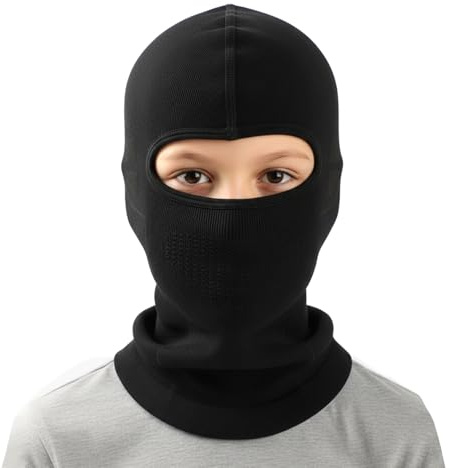 TAGVO Kids Thermal Balaclava Full Face Mask Professional Sport, Elastic Brethable Anti-UV Windproof Cycling Running Balaclava Ski Mask, Lightweight Under Helmet Hat Neck Warmer Hood Snoods for Boys