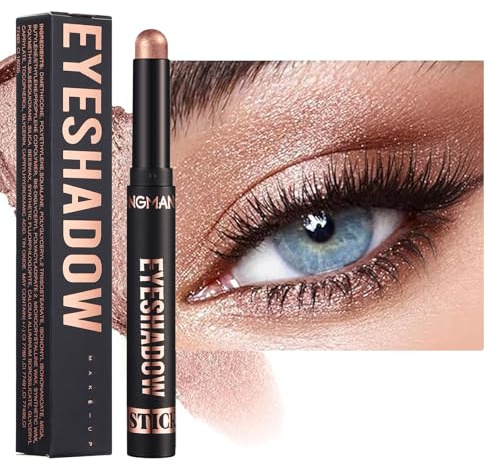 Lidschatten Stick - Champagne Shimmer Weiche Cremige Matte Lidschatten Bleistift Crayon Hervorhebung Pigmentierter glänzender Eyeshadow Stick, Wasserdichter Makeup-Pen (Naturbraun, Alle)