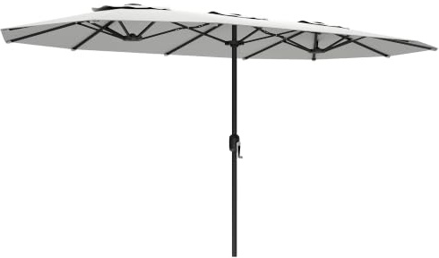 Outsunny Sombrilla Doble 4,6x2,6 m con Manivela Manual UV50+ Blanco