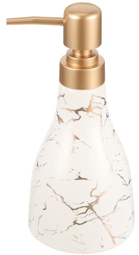 Uonlytech Dispenser di Sapone in Ceramica a Pressione Pompa, Bottiglia Riutilizzabile per Shampoo e Lozione, Design Leggero e Antigoccia per Bagno e Cucina, Flacone da Appoggio Superficie