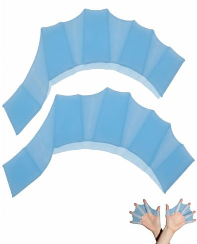 RAMGLYO Guantes de Natación Palmeados 2 Pares Talla S Azul Lago | Silicona Suave Antideslizante | Manoplas Piscina Niños con Dedos Palmeres para Técnica Segura y Aprendizaje