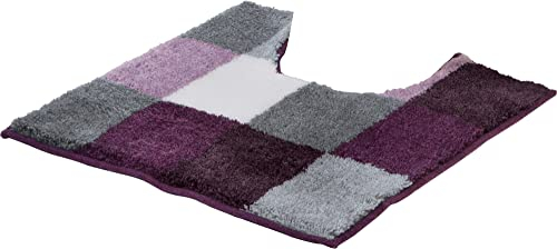 Erwin Müller WC-Umrandung mit Ausschnitt Kreta aubergine Größe 50x50 cm, rutschhemmend - kuscheliger Hochflor, für Fußbodenheizung geeignet