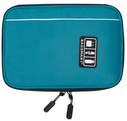BAGSMART Elektronisk väska, praktisk elektronikväska, resa för mobiltelefon, laddkabel, powerbank, USB-minnen, SD-kort (blå)