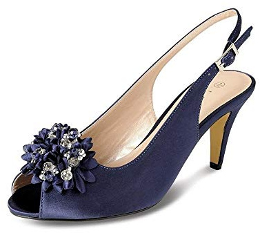 Lunar Sabrina Satin Slingback Court 7 UK Navy