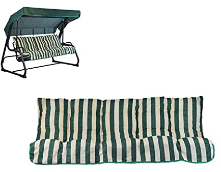 Tecnoweb - Cojines para balancín de 3 plazas - Incluido también el techo a juego - 100 % fabricado en Italia - Ideal para exteriores (jardines y patios) - Estructura no incluida, Rigato Ecru Verde