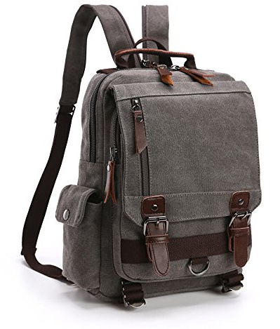 LOSMILE Mochila Hombres Mujer Lona Bolso de Bandolera La Bolsa de Mensajero Bolsa de Lona Bolsa de Hombro Messenger Bag BackPack. (Gris)