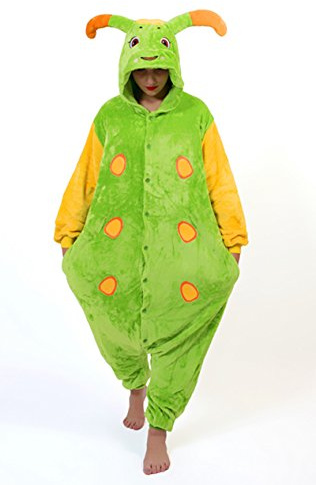 Unisex Caterpillar Onesie Fancy Dress Costume Hoody Pyjama Sleep wear Carnival Costume M(height 160cm-170cm)