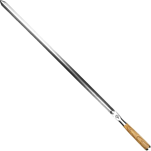 Forged Churrasco Grillspieße 70cm, Olivenholz griff, Edelstahl, V-Form