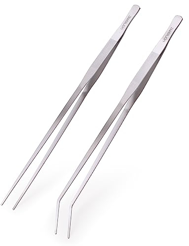 VORESTIC 2 Stück Aquarium Pinzette Lang 48 cm Set, Gerade und Gebogen Aquarium Pinzette 48 cm, Sehr Lange Pinzette zum Pflanzen und Füttern