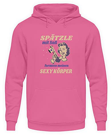 Spätzle avec sauce – Proverbes souabes – Cadeaux – Sweat à capuche unisexe, Rose Candyfloss, XXL