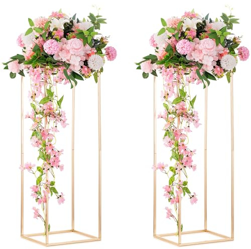 Inweder Gold Flower Stand for Table: 31.5” Tall Centerpiece Stand for Wedding Table Reception Floral Center Pieces with Home Decoration Party Event 2 PCS