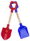 FYEPAGU Sandspielzeug Schaufel Kinder 40 cm Strandspaten Schaufel Schneeschaufel Spielzeug,2 Stück Rot Blau ABS-Kunststoff Gartengeräte mit Holzgriff Geschenkset für Jungen Mädchen