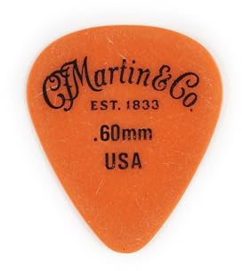 Martin Delrin Guitar Picks – Orange, .60mm | Pack of 12 | Durable Picks with Authentic Tone and Reliable Grip