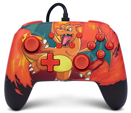 PowerA Enhanced Wired Controller for Nintendo Switch and Oled Model, Advance Gaming Buttons, 3.5mm Stereo Jack and Anti-Friction Rings, Officially Licensed: Pokémon: Charizard Vortex
