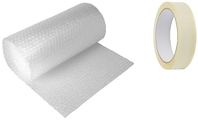 Bubble Wrap Roll With Small Bubbles For Secure Packaging, Moving House & Mailing With Free Clear Tape Roll (400 MM X 5 Meter)