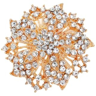 Broche Cristal Strass Bijoux Broche De Fleur Pleine De Diamant Corsage De Fleur En Cristal De Diamant Grande Broche De Couronne Accessoires De Pull De Vêtements Or