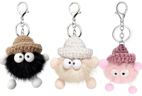 Porte-clés en Pompon Animal Mignon, Bogoro Porte Clef pomponPeluche,Porte Clé Femme Pompon,Porte-clés Kawaii,Porte Clef Voiture,Décorations Sac à Main