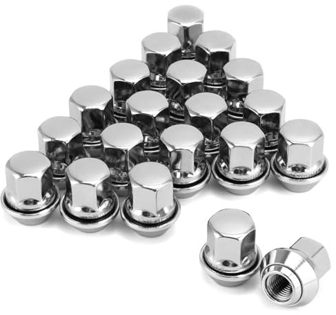 QWORK® 20 Pezzi Dadi Ruota in Lega M12 x 1.5 x 34, Dadi Ruota in Lega 28MM, Compatibile con Ford e Volvo Modelli