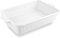 AKOLAFE Plat Four Rectangulaire Grand Plat a Gratin en Céramique 3 Litres avec Poignées pour 4 à 6 Personnes 38x23x7cm Plat a Four Blanc Passe au Four et au Micro-Ondes