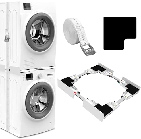 NIUXX Kit di Accatastamento per Lavatrici, Kit di Sovrapposizione Universale con Cinghie Cricchetto, Kit di Impilamento Slim, Telaio Intermedio Universale per 46-66 cm Lavatrice e Asciugatrice