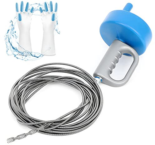 Furet Déboucheur Canalisation 10m Deboucheur Extensible Spirale de Nettoyage de Tuyaux avec Gants, Deboucheur WC, pour Salle Bain, Cuisine