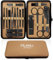 DUAIU Set manicure per donne 16 PCS Tagliaunghie professionale Set pedicure per uomini, kit unghie in acciaio inox con custodia per i viaggi (Nero A)