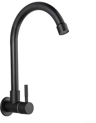 Grifo de cocina negro montado en la pared con purificador de agua integrado, grifo de agua fría de una sola palanca, burbujeador de ahorro de energía para familias