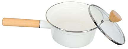 LIGIGWASH Pot à lait émaillé marmite à lait petit cuisson se précipiter poêle antiadhésive casserole anti-adhésive pot avec couvercle en verre marmite multifonctionnelle Bois blanche