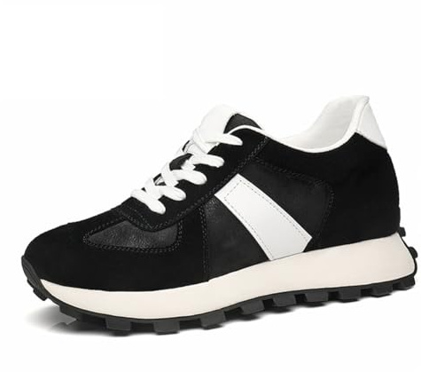 TUMAHE Chaussures De Marche Améliorant La Hauteur pour Hommes, Chunky Casual Mode Respirant Invisible Hauteur Augmentant Elevator Platform Sneaker,6cm(2.35inchs) Black,43 EU