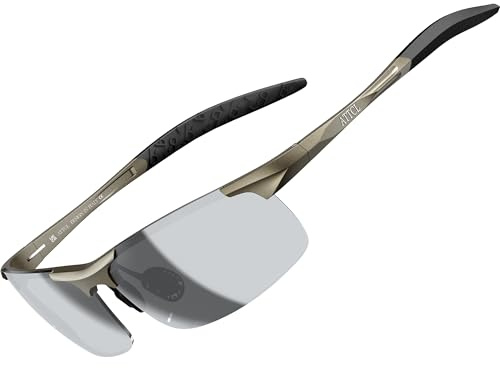 ATTCL Lunettes de soleil polarisées pour homme pour le sport : protection UV légère enveloppante autour cadre AL-MG miroir voiture conduite pêche golf, 8177-c10-braun cadre/lentille argentée miroir, M