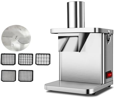 Commercial Vegetable Cube Cutting Machine, Fruit Onion Potato Slicer Vegetable Cutter Food Dicer Chopper, 5 Dicing Size and 1 Slicing Blade