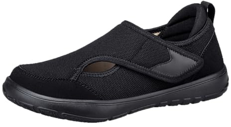 Scarpe da passeggio ortopediche per donna e uomo, scarpe da lavoro con punta larga, con vestibilità regolabile, scarpe casual per alluce valgo e collo del piede alto, Nero , 41 EU