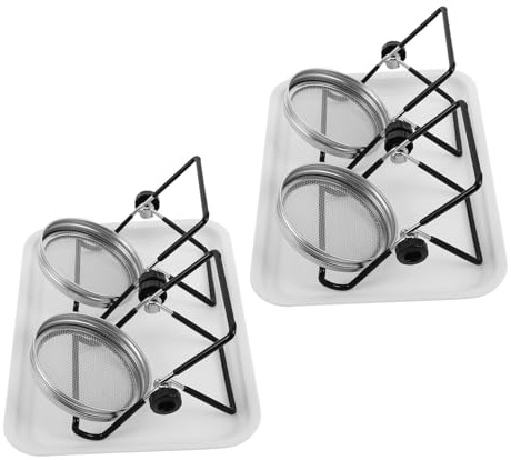 TOGEVAL 2 Set Kit Germogliatore Vasi Bocca Larga in Acciaio Inossidabile con Rete e Vassoio Supporto Stabile per Crescita Rapida Semi e Germogli per Coltivazione Facile e Pulita