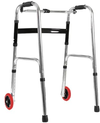 NEWFUN Deambulatore Pieghevole,Deambulatore Per Anziani,Girello Per Anziani, con 2 ruote fisse e 2 puntali regolabile in altezza,Leggera,Con Portata Fino a 180 Kg,Pieghevole