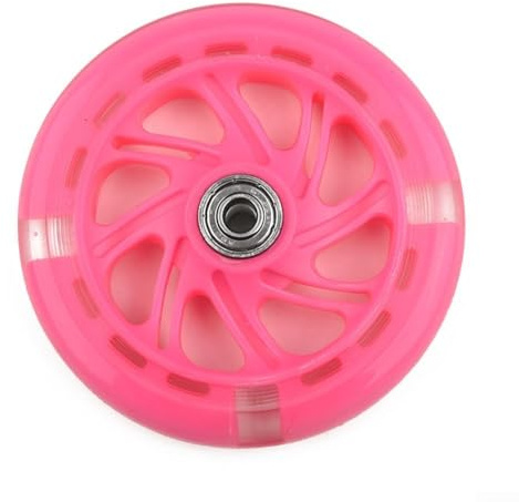 Rueda de flash LED de 120 mm con rodamientos ABED-7 para mini patinete trasero delantero reemplazo seguro uso privado en tierra (rosa)