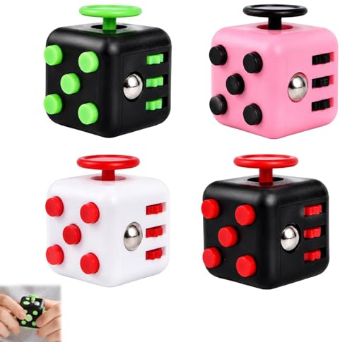 4 PCS Fidget Toys Cube Toy, Fidget Toy Cube Infinity Cube Fidget Cubes, 6-Sided Sensory Toy, Stress Relief Cube Suitable for Classroom Office Home Toy Gift, Four Colors