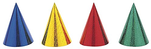 Unique Party 9302 - Chapeaux de Fête à Holographique aux Couleurs Assorties, Paquet de 8