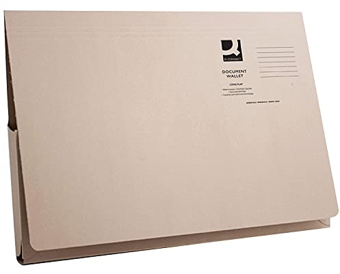 Q-Connect Long Flap Document Wallet Foolscap Buff (Pack of 50) KF03930