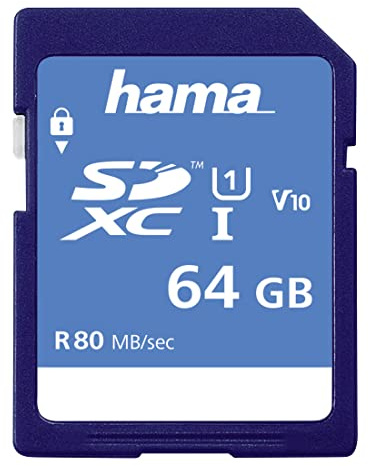 Hama Speicherkarte SDHC 64GB (SD-3.01-Standard, 90 MB/s, Class 10, Datensicherheit Dank mechanischem Schreibschutz, Beschriftungsfeld)